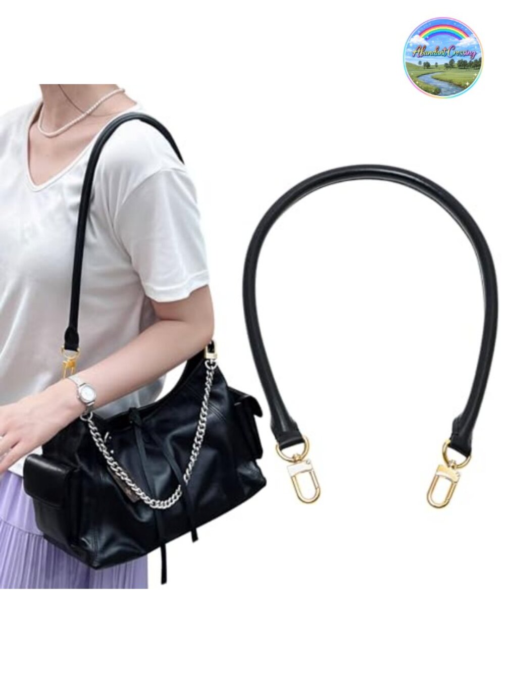 Genuine Vachetta Leather Shoulder Strap Replacement for Handbags Gold Buckles